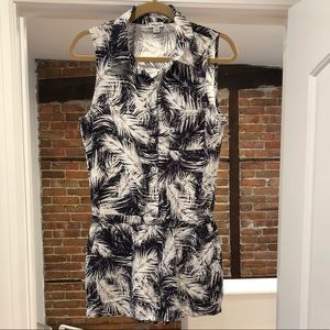 Splendid palm fronds romper, Navy, Size Small.